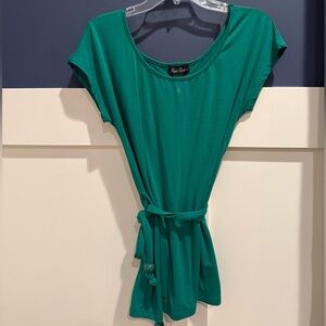 Green cotton Blouse with Waist Tie